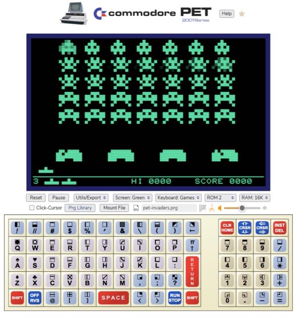 Commodore Pet browser-based retro computer emulator that readers can try from the Hyperfast Herminator ebook links